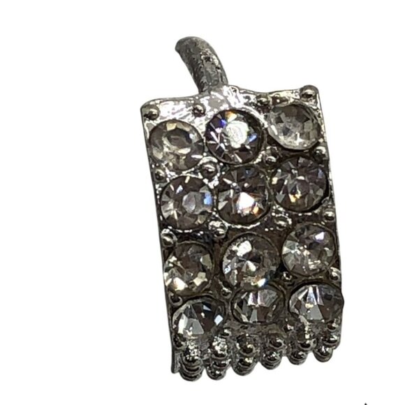 Pastel Collection Rhinestone Silver Tone Clip On Earrings For Women - Picture 4 of 4